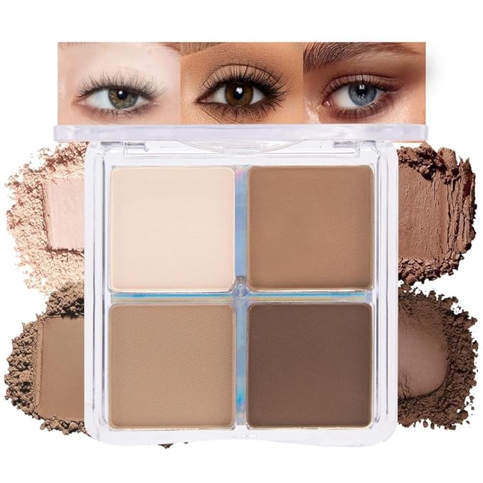 Powder Eyeshadow Quad, Beige Nude Taupe Brown Matte Eye Shadow Palette Makeup, Neutral Vegan Shimmer Quads Eye Shadow Palette for Older Women Pigmented Waterproof, paleta de sombras de ojos, 15-Velvo Beauty