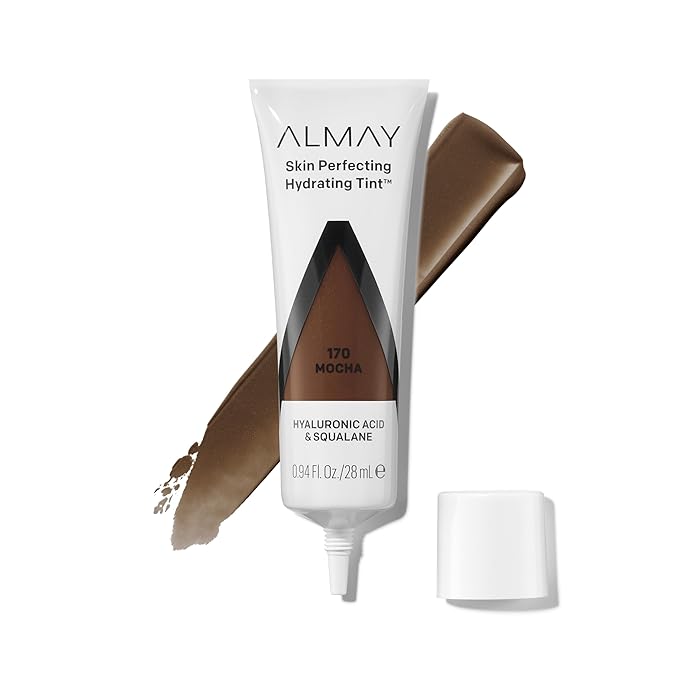 Almay Hydrating Liquid Foundation Tint, Lightweight with Light Coverage, Naturally Dewy Finish, Hypoallergenic, Dermatologist TestedFragrance Free, 170 Mocha, 0.94 fl oz.-Velvo Beauty