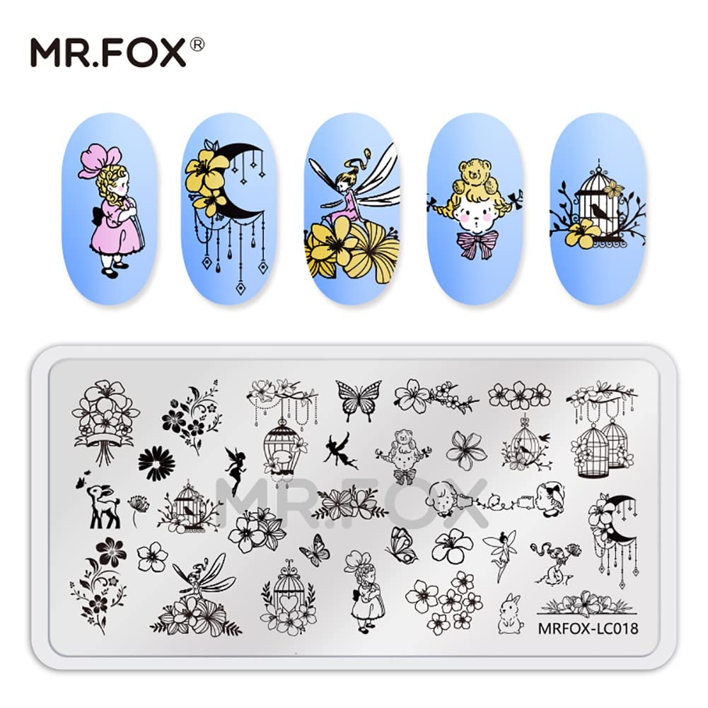 MR.FOX Nail Stamping Plate Set, 5Pcs Nail Art Stamp Kit Templates for Women with Plenty of Images-Velvo Beauty