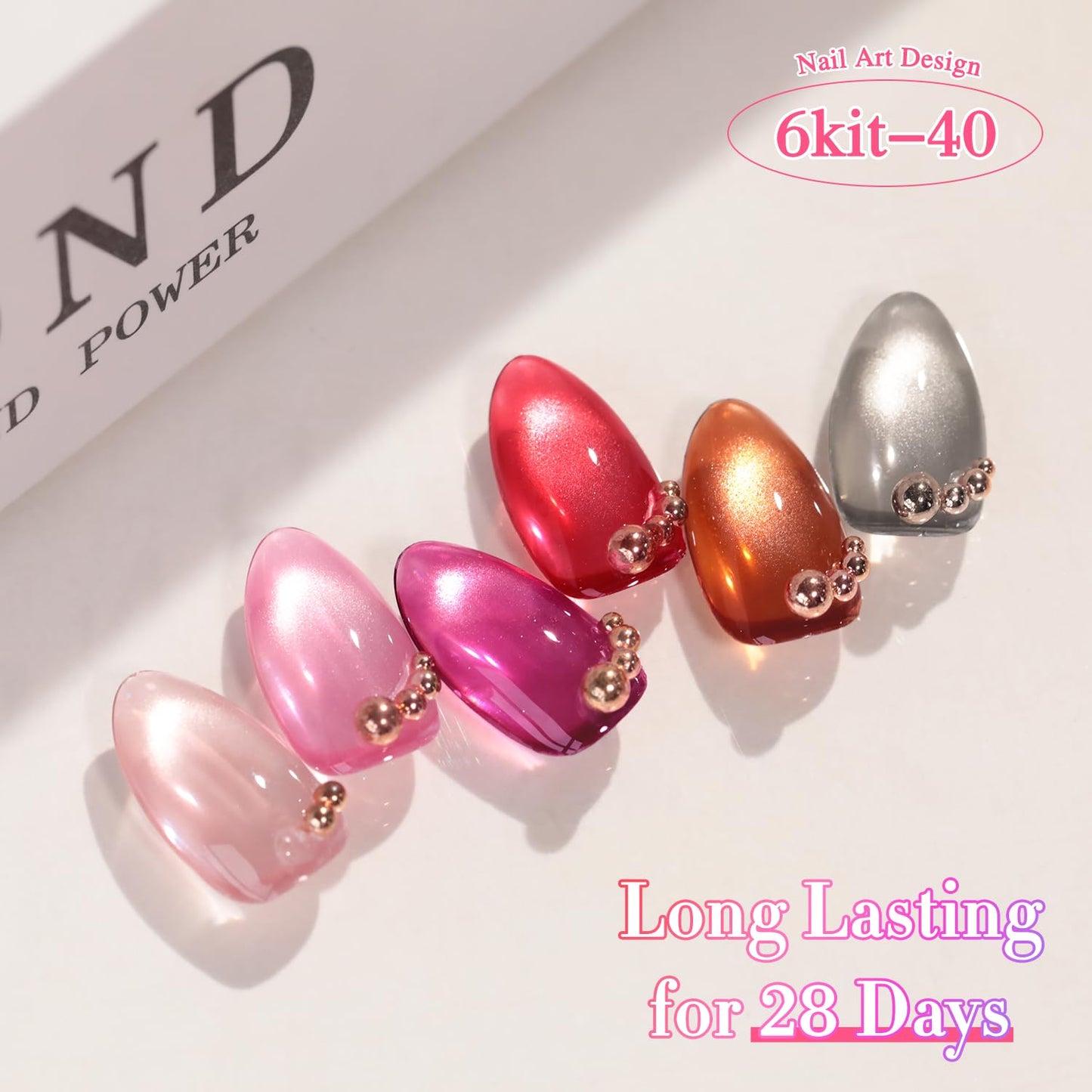 Double Rhythm 6 Colors Cat Eye Gel Polish Set Shimmer Glitter with Magnet Holographic Reflective Magnetic UV Nail Art Kit (6-Kit 40)-Velvo Beauty