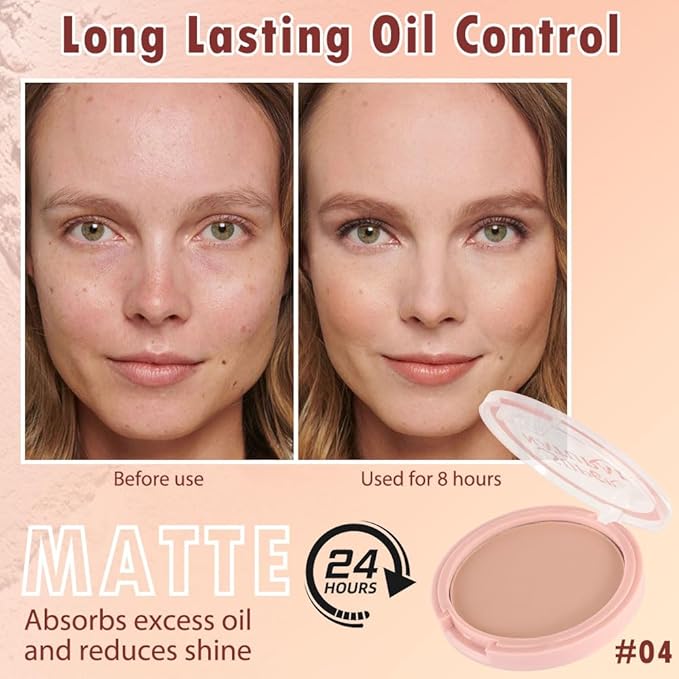 Oil Control Face Pressed Powder, Matte powder setting powder, long-lasting and waterproof loose powder, Flawless Lightweight Face Cosmetics, Cruelty-free, (04, 1 Pcs)-Velvo Beauty