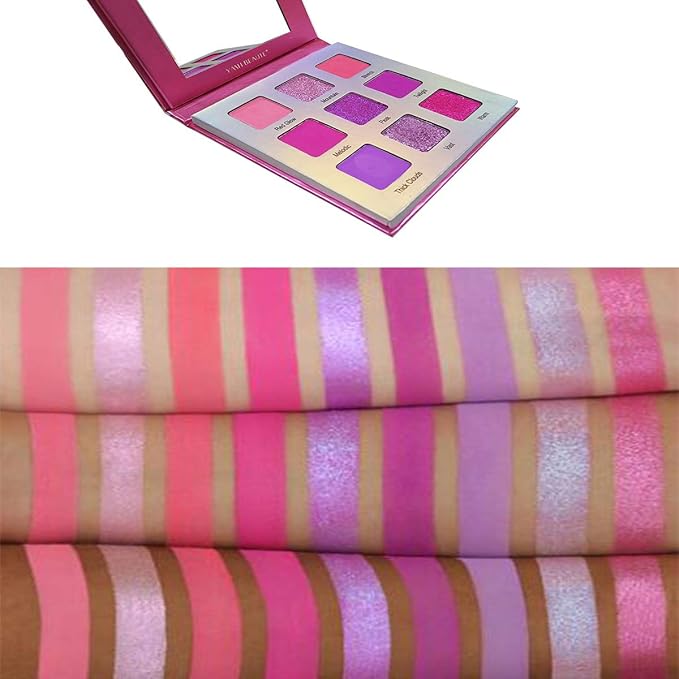 Highly Pigmented Eyeshadow Palette, 9 Color Bright Eye Makeup Palette Colorful Matte Eye Shadow Palettes Long Lasting Waterproof Cruelty-free, Rainbow (Pink)-Velvo Beauty