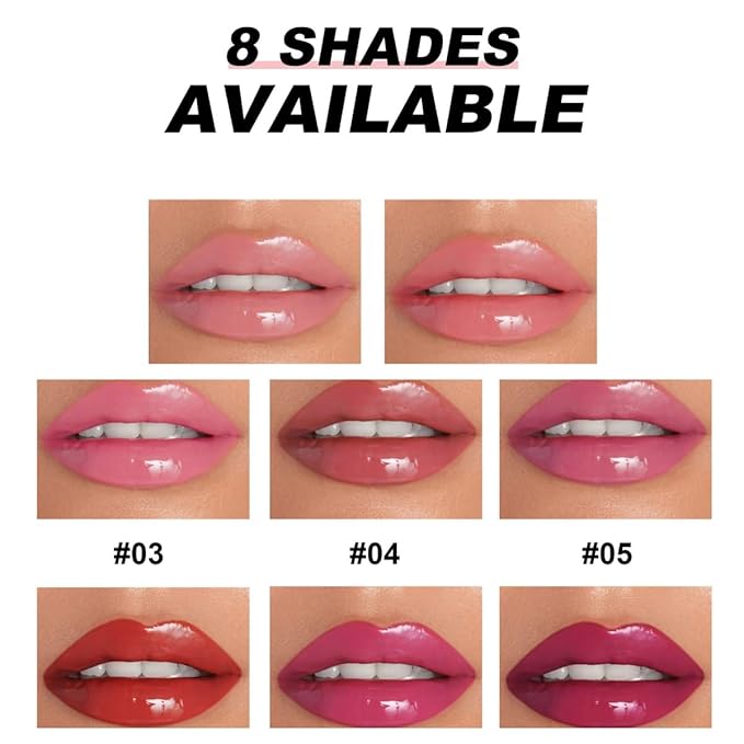 MAEPEOR Nourishing Lip Balm 8 Colors Smooth Moisturizing Lip Glow Gloss Non-Sticky and Long-lasting Hydrating Jelly Lip Balm for Women and Girls (Color 03)-Velvo Beauty