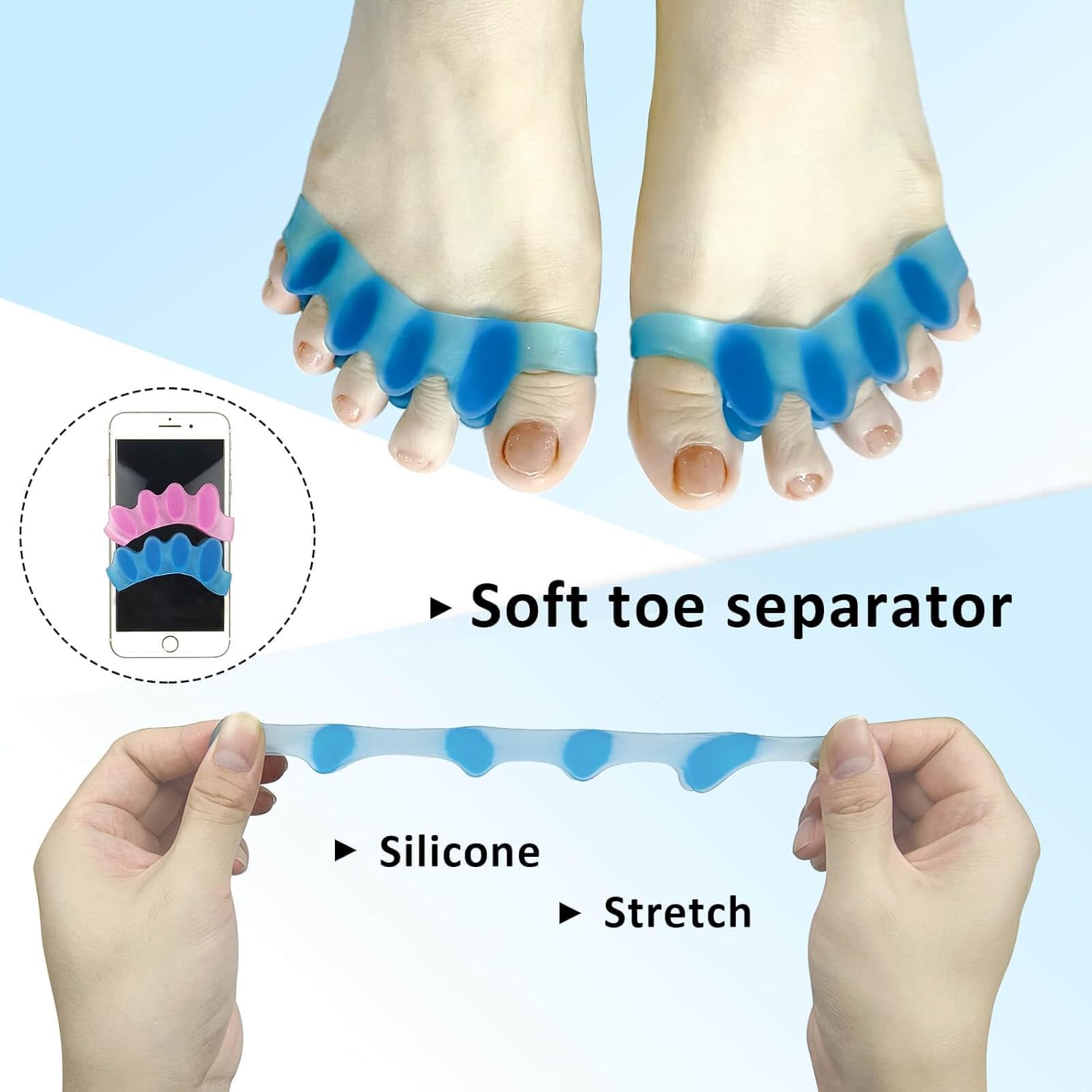 SUNFATT Toe Spacers for Women,Toe Separators for Women,Relieves OverlappingToes,Bunions Corrector and Hammer Toe Pain,Gel Toe Spreader Separates Toes and Relaxes Toes.-Velvo Beauty