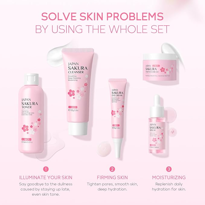 Skin Care, Skin Care Set, Skin Care Kit with Cleanser, Toner, Serum, Eye Cream, Face Cream for Women Teen Girls Mom Daughter Women Beauty Gift Sets 5pcs (Large Capacity Version)-Velvo Beauty