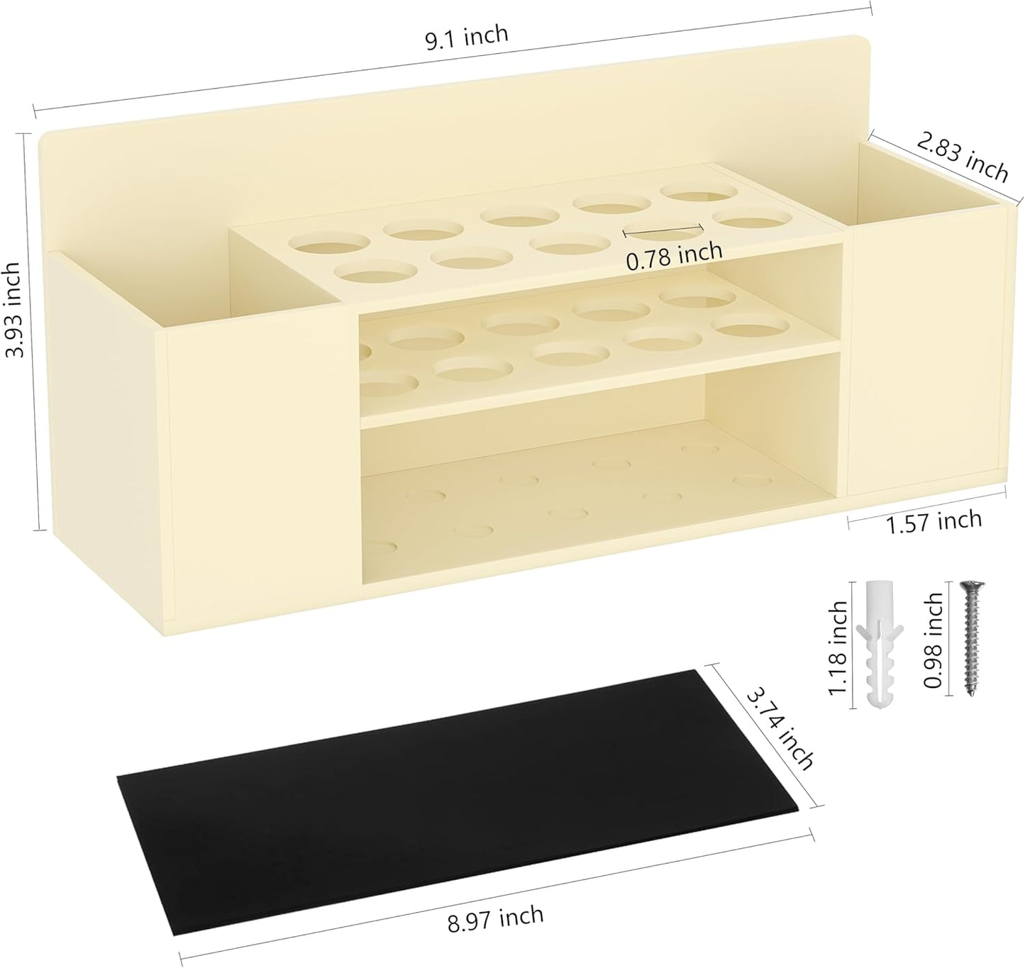 HBlife Acrylic Magnetic Dry Erase Marker Holder for Whiteboard, Wall Mount 10 Slots Magnet Pen Pencil Holder for Fridge Refrigerator, Locker Organizer Accessories for School Classroom Office, Beige-Velvo Beauty