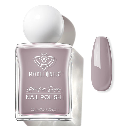modelones Gray Nail Polish, Light Grey 15 ml Quick Dry Nail Lacquer Strengthener Long Last Shine Fingernail Toe Nail Art DIY Home Travel Manicure Gift for Women Girls 0.5 Fl Oz-Velvo Beauty