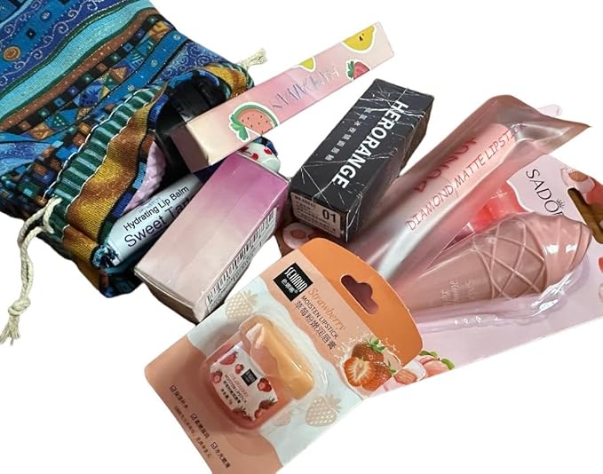 Lip Prodiuct Gift Sack With An Unique Assortment of Lip Products, 10 Total and Maybe Some Extras, By Diva Stuff-Velvo Beauty