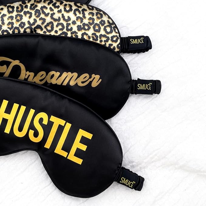 SMUG Satin Sleep Mask & Eye Mask | Travel Sleep Masks for Women & Men | Soft Sleeping Eye Mask to Nourish Skin & Reduce Dark Circles | Eye Sleep Mask Shades to Block Out Light | Hustle-Velvo Beauty