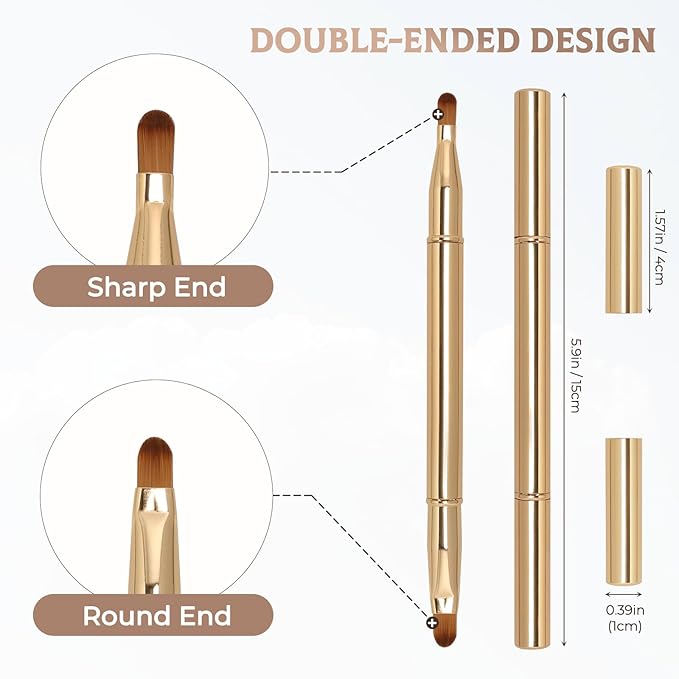 Unaone 2 Pack Lip Brush for Lipstick, Dual-Ended Lip Makeup Brush with Lid, Lipstick Brush for Lip Gloss-Velvo Beauty
