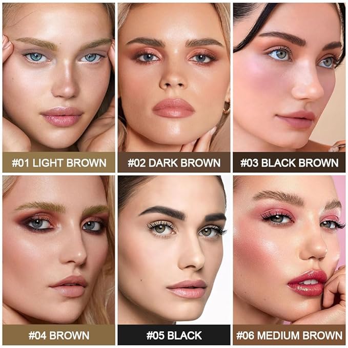 evpct 1Pcs Black Brown Magic Microblading Dual-Ended Eyebrow Contouring Pen Brow Pencil, with 4 Brush Micro-Fork-Tips Applicator and Precise Brush-Tip Hair Like Strokes, Dual-ended Eyebrow Brush-Velvo Beauty