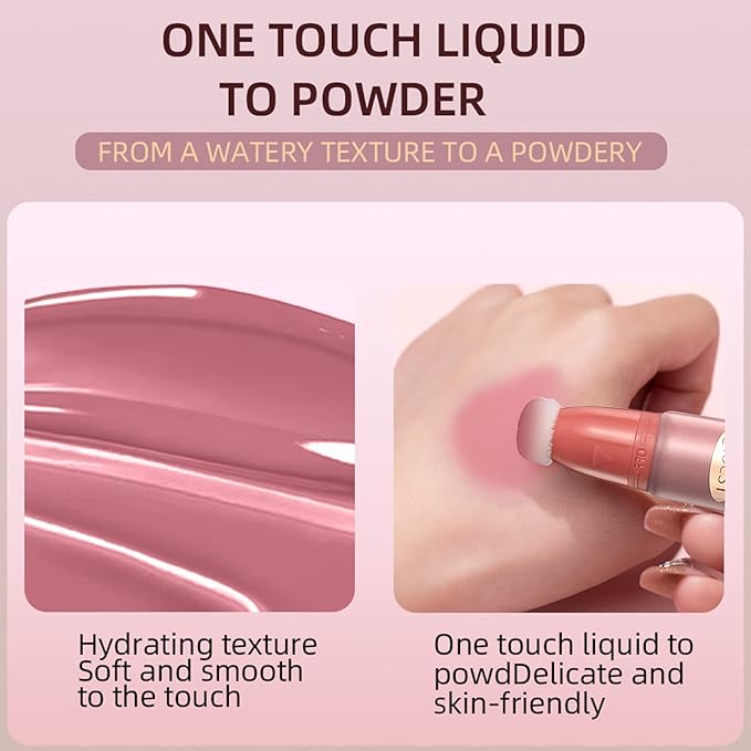 Liquid Blush Beauty Wand Matte Cream Blush Stick with Soft Cushion Applicator For Natural Cheek Tint Blendable Lightweight Long Lasting Dewy Finish makeup blush for Face(03 Plum Wine)-Velvo Beauty