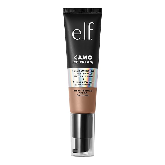 e.l.f. Camo CC Cream, Color Correcting Medium-To-Full Coverage Foundation with SPF 30, Tan 450 N, 1.05 Oz (30g)-Velvo Beauty