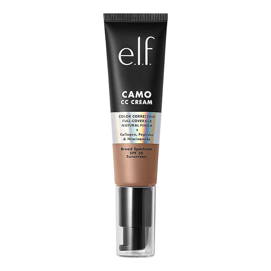 e.l.f. Camo CC Cream, Color Correcting Medium-To-Full Coverage Foundation with SPF 30, Tan 450 N, 1.05 Oz (30g)-Velvo Beauty