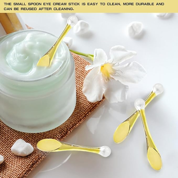 6Pcs Mini Eye Roller Plastic Eye Cream Massager Sticks Makeup Spatula Scoop Dark Circle Remover Beauty Cosmetic Tool for Skin Care,Golden-Velvo Beauty