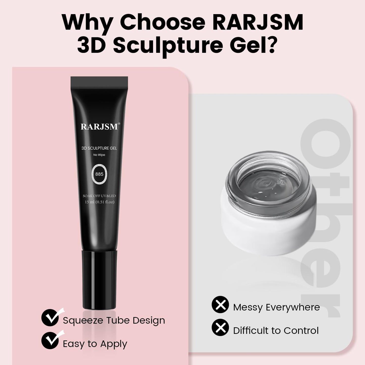 RARJSM 3D Nail Art Sculpture Gel Nail Polish Silver White Glitter Nail Charms Rhinestone Glue No Wipe DIY Drawing Hard Nail Craving Sculpting Gel UV LED Curing Requires Nail Decoration Manicure Design-Velvo Beauty