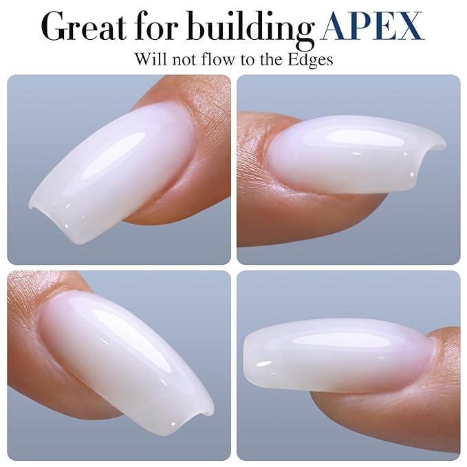 Double Rhythm Milky White Rubber Gel Nail Polish 15ml Nail Strengthener in a Bottle Nail Extension Hard Gel Soak Off Long Lasting UV Gel (Jelly White 8 in 1-2)-Velvo Beauty