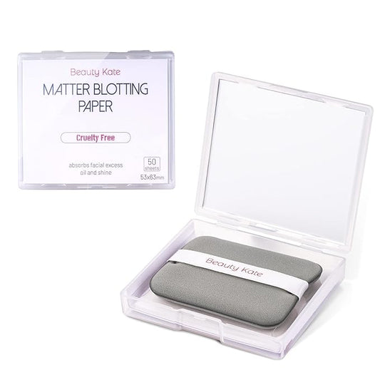 2 Pack Matter Blotting Paper for Oily Skin Total 100 Sheets with Mirror Case and Makeup Puff - Easy Dispensing Oil Blotting Sheets for Face,Makeup Friendly Oil Absorbing Sheets-Velvo Beauty