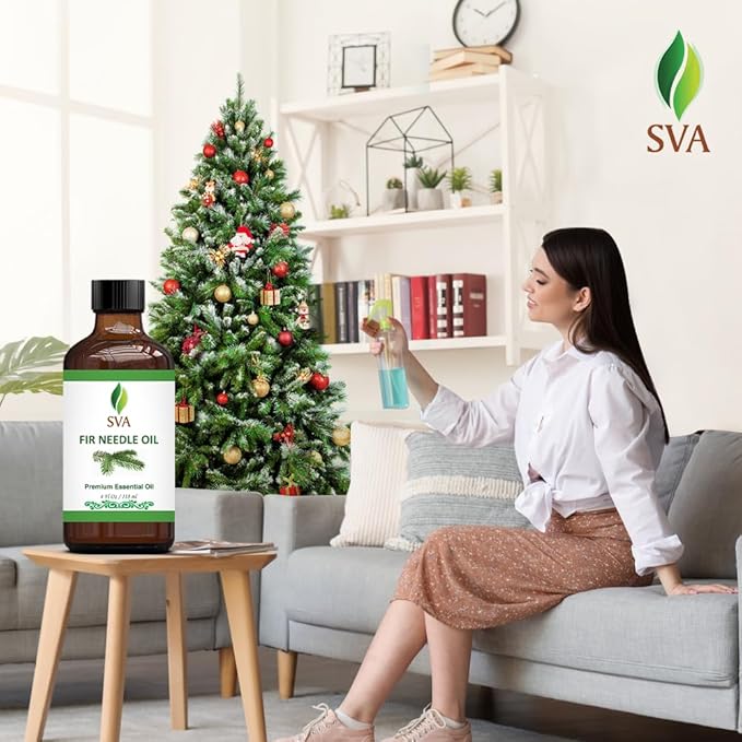 SVA Fir Needle Essential Oil – 4 Fl Oz – 100% Natural Fir Needle Oil - for Diffuser, Hair Care, Face, Skin Care, Aromatherapy, Scalp and Body Massage, Soap and Candle Making – with Dropper-Velvo Beauty