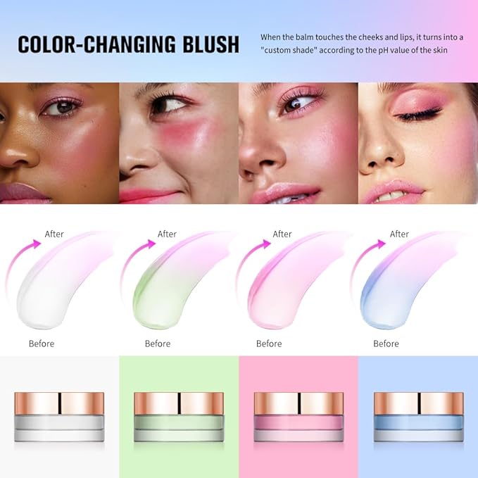 Color Change Blush Clear Liquid Blush Cream Moisturizing Blusher Halo dyeing naturally Blush Rouge Multi-use Makeup Cream For Cheeks Face Lips Waterproof Blush Gel Lip Oil (#3)-Velvo Beauty