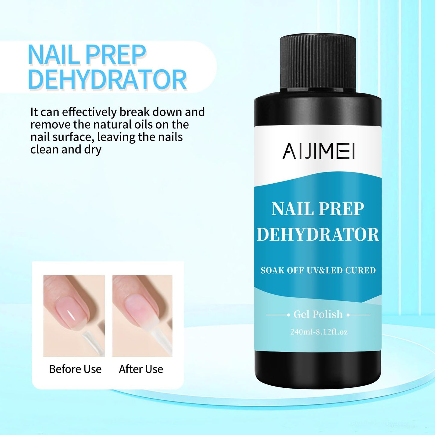 AIJIMEI 240ml Nail Dehydrator Dehydrator Prep for Nail Gel Polish Professional Nail Preparation for Smooth Gel and Acrylic Application Dehydrator for Acrylic 8 Fl Oz-Velvo Beauty