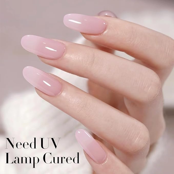 Double Rhythm Gel Polish Translucent Sheer Neutral Natural Light Milky Same Color Same Bottle 15ML Jelly Polish Art DIY at Home (Light Pink-A1381)-Velvo Beauty