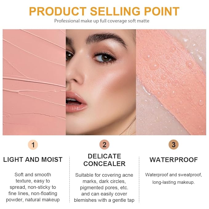 Kaely 2Pcs Pot Concealer Full Coverage Set,under Eye Brightener Concealer for Conceals Dark Circles,Waterproof Foundation Face Makeup Brush Kit,Color Correcting Concealer,05+06-Velvo Beauty