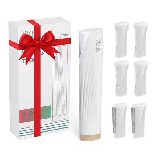 PELCAS Electric Dermaplaning Tool for Face with LED Light, Mini Facial Dermaplaning Razor Kit, Painless 3 Speeds Facial Peach Fuzz & Hair Removal At Home for Women with 6 Blades Off White-Velvo Beauty