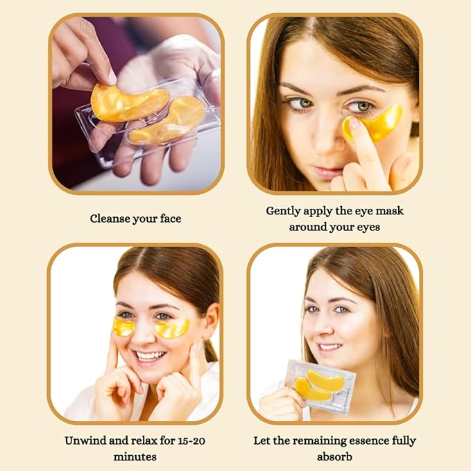 Under Eye Patches for Dark Circles and Puffy Eyes (20 Pairs) 24K Gold Gel Eye Masks Skincare, Vegan and Cruelty Free, Dry & Fine Lines, Eye Bags, Wrinkles, Hydrating, Soothing by GENDA-Velvo Beauty