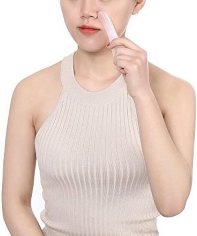 Feng Shui Pink Rose Quartz Gua Sha Board-Therapeutic Relief and Skin Renewal -Premium All Natural Handmade Healing Stone W3462-Velvo Beauty