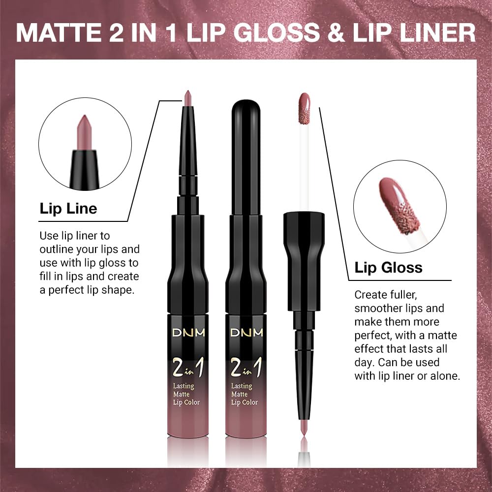 evpct 1Pcs Neutral Mauve Matte Lip Liner and Liquid Lipstick Stain Makeup Set for Women, Mauve Long Lasting Smudge Proof Lipstick labiales matte mate larga duracion listip 24 hours originales, 34#-Velvo Beauty