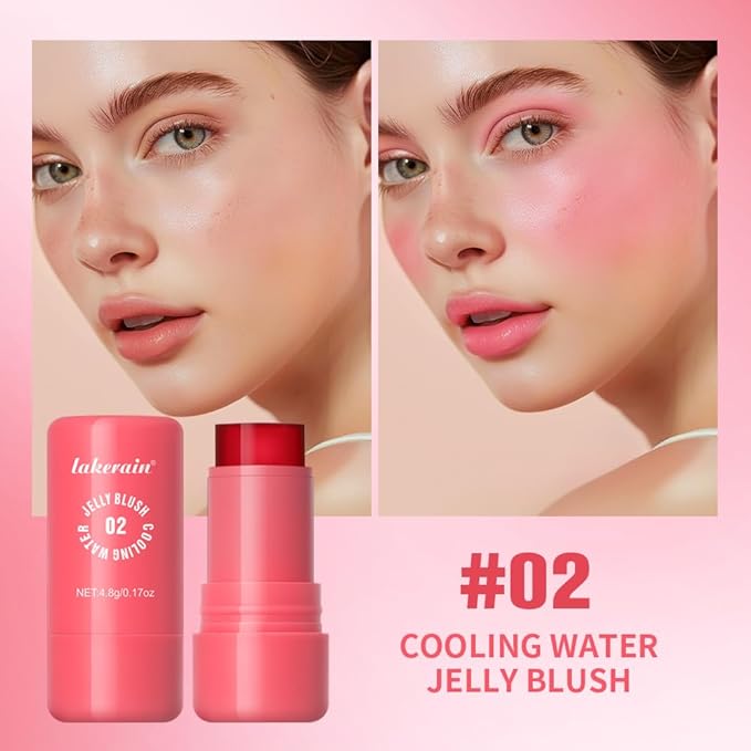 Multi-Use Cooling Water Jelly Blush/Lip Tint & Eye Shadow - Sheer Stain withBuildable Watercolor Finish - Long-Lasting Moisture - 1,000+ Swipes Per Stick - Jelly Texture for Lip & Cheek (Red)-Velvo Beauty