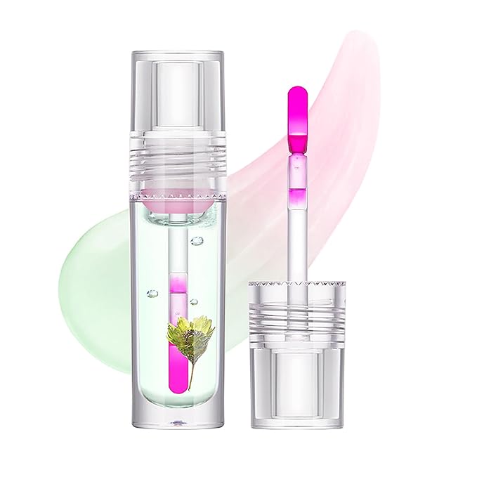 Flower Lip Oil, Hydrating Lip Glow Oil, Plumping Lip Oil, Non-Sticky Long Lasting Lip Oil Gloss, Transparent Lip Oil Tinted, Lip Plumper Gloss, Moisturize your lips and Reduce lip lines (05)-Velvo Beauty