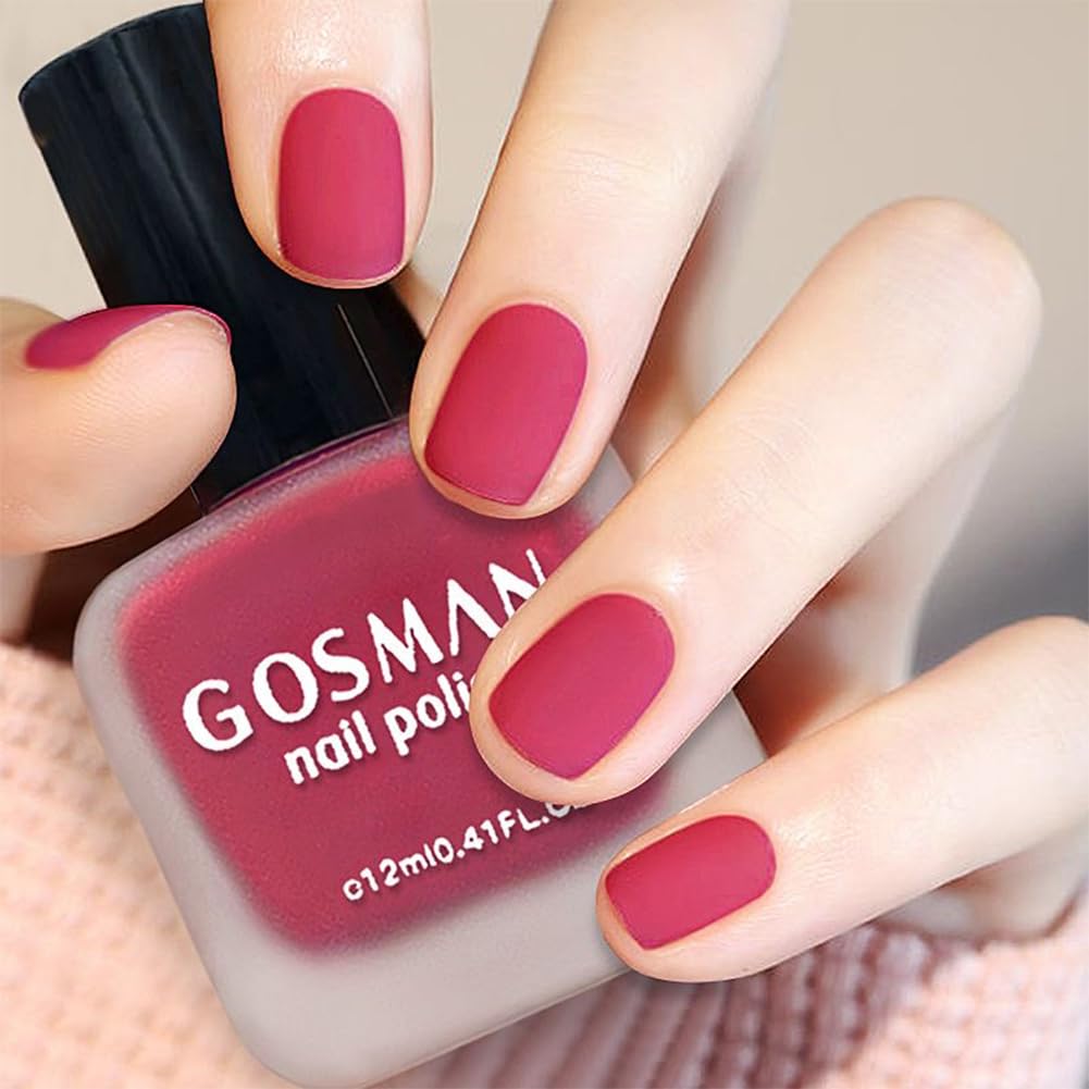 12ml Hot Pink Matte Nail Polish, Quick Dry Nail Lacquer for Nail Art Varnish, Mist Effect Matte Finish Velvet Nail Polish, 0.41 fl oz (Hot Pink, 0.41 fl oz)-Velvo Beauty