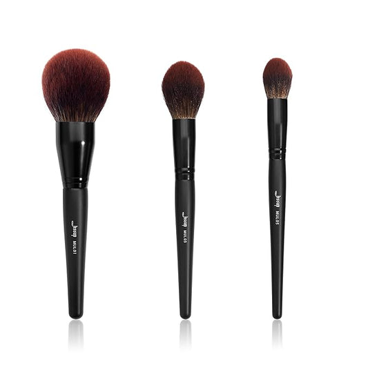 Jessup Large Face Makeup Brushes 3pcs, Premium Synthetic Powder Contour Highlighter Brush, Phantom Black T274-Velvo Beauty