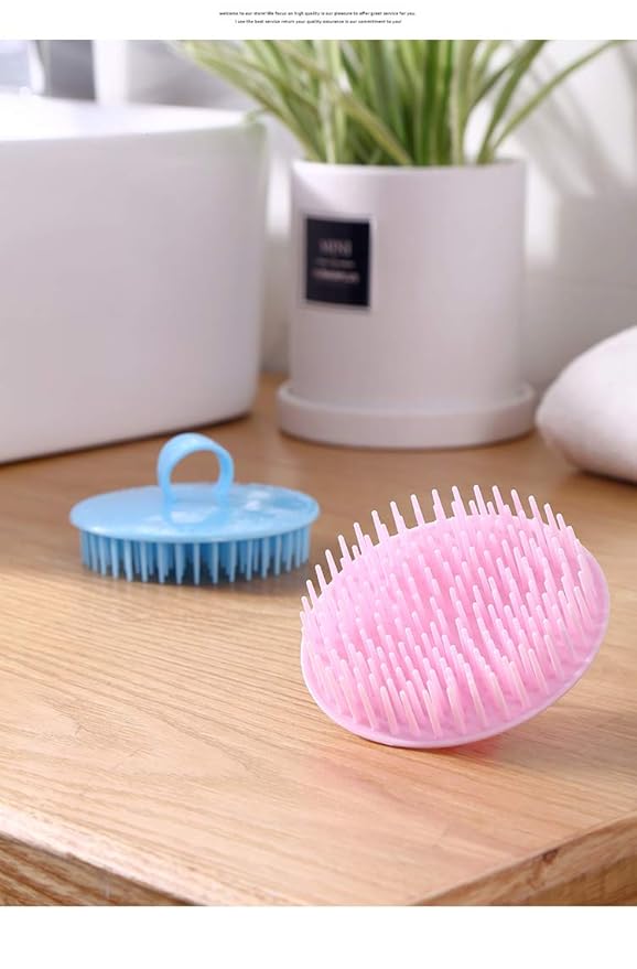 Hair Scalp Brush Dandruff Cleaning Brush Shower Scalp Shampoo Brush Scalp Massager Pack of 4(Blue and Pink)-Velvo Beauty