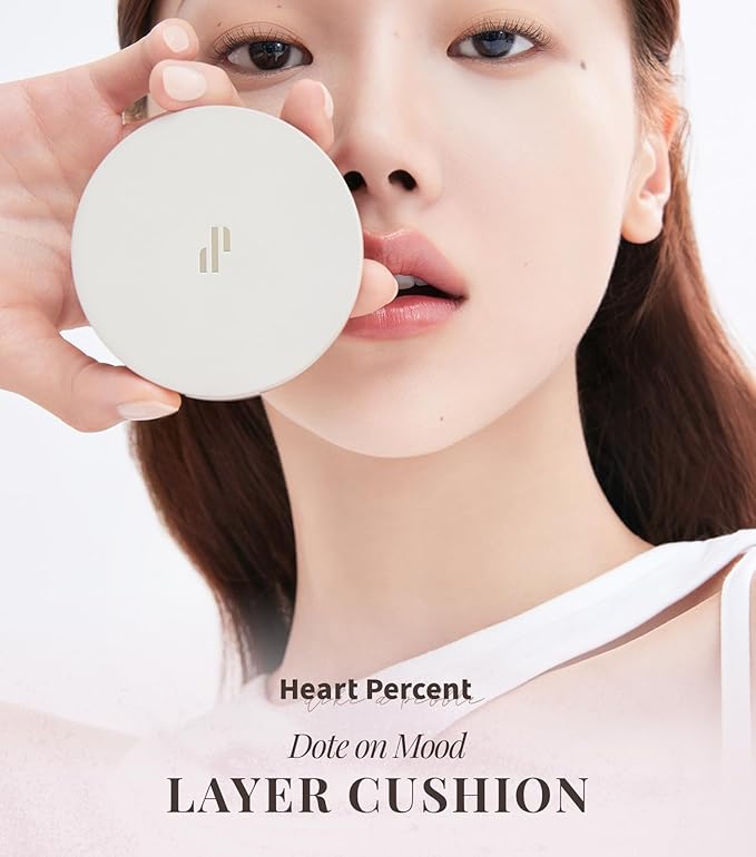 Heart Percent Dote on Mood Layer Cushion SPF 50+/PA+++ with Refill, Satin Glow Silky Flawless Finish Full Coverage Advanced Skincare Foundation (#23N)-Velvo Beauty