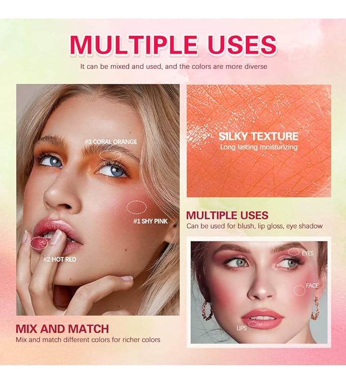 On-the-Go Makeup Blush Stick Tinted Moisture Stick, Shadow Lips Cheek Blusher Creamy Makeup Long Lasting Natural Nude Makeup for All Skin (orange)-Velvo Beauty