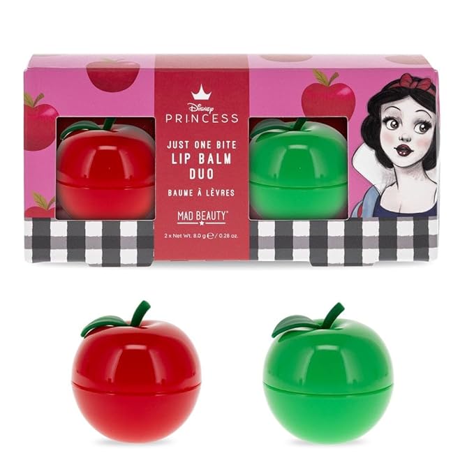 Mad Beauty Disney Snow White Lip Balm Duo | Apple & Strawberry Scents | Moisturizing & Soothing | Self-Care Gift for Women, Adults, and Teens-Velvo Beauty