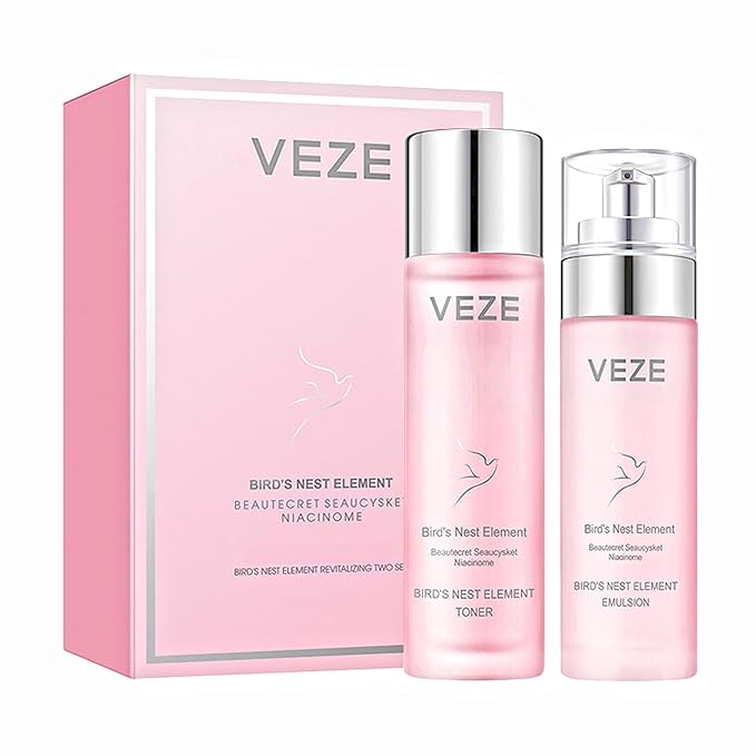 VENZEN Bird's Nest Element Beautecret Seaucysket Niacinome Set Moisturizing Body Face Hand Skincare Delicate Hydration Toner Emulsion 2Pcs Gift Box-Velvo Beauty