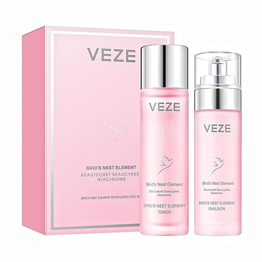 VENZEN Bird's Nest Element Beautecret Seaucysket Niacinome Set Moisturizing Body Face Hand Skincare Delicate Hydration Toner Emulsion 2Pcs Gift Box-Velvo Beauty