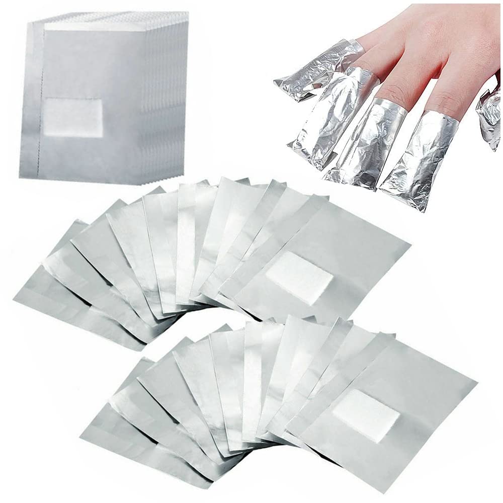 200Pcs Nail Polish Remover Gel Nail Foil Wraps Aluminium Soak Off Foils Cotton Pads Gel Nail Polish Wraps Removal Tool Finger Nail Polish Remover with Lint-Free Lager Cotton Pad-Velvo Beauty