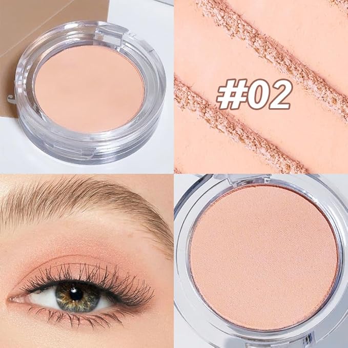 Single Mini Pressed Eyeshadow Makeup Palette, Nude Skin Color Sparkle Shimmer Glitter Monochrome Cream Eye shadows Palette Brightener Makeup for Older Women, Pigmented Waterproof 02#-Velvo Beauty