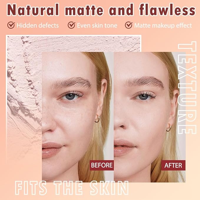 Oil Control Face Pressed Powder, Matte powder setting powder, long-lasting and waterproof loose powder, Flawless Lightweight Face Cosmetics, Cruelty-free, (02, 1 Pcs)-Velvo Beauty