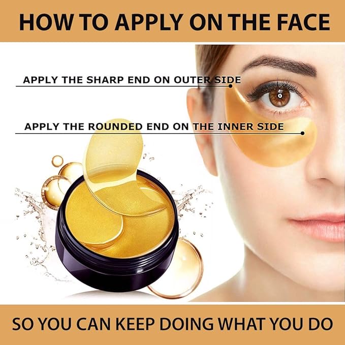 Under Eye Mask Patches Collagen, Gold Eye Patches for Puffy Eyes, 24K Gold Eye Mask, Under Eye Gel Pads, Eye Masks for Dark Circles, Puffiness Treatment Eye Masks Skincare-Velvo Beauty