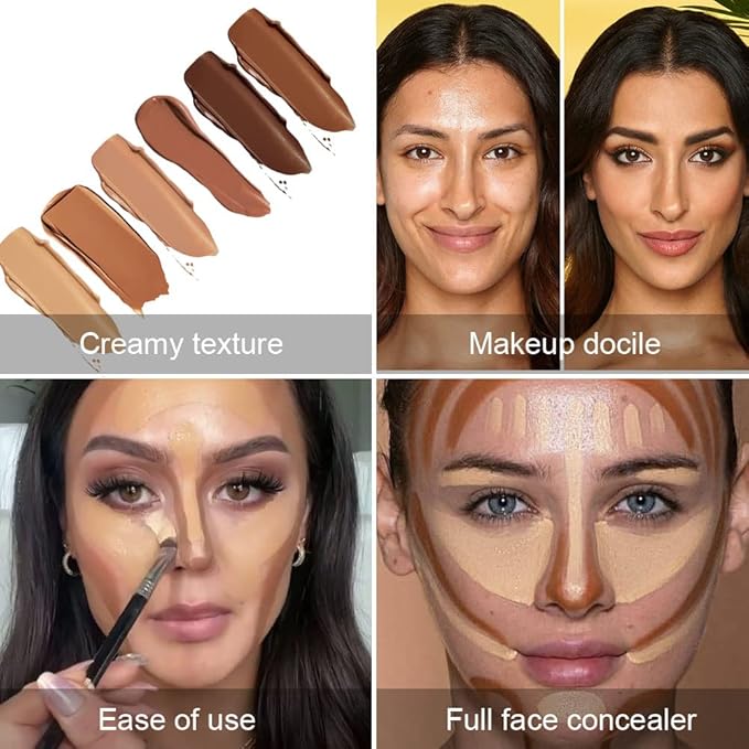 6 Color Correcting Concealer Palette With Concealer Brush, Tattoo Concealer, Cream Contouring Makeup Kit, Corrects Dark Circles Red Marks Scars Light Mediumor creamy concealer A3-Velvo Beauty