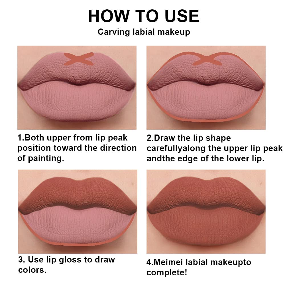 evpct 2Pcs Reddish Brown Neutral Color Lip Liner and Matte Lipstick Makeup Sets Vegan Lipstick Lip Liner and Gloss Set Lip Stain Long Lasting Waterproof 24 33#-Velvo Beauty