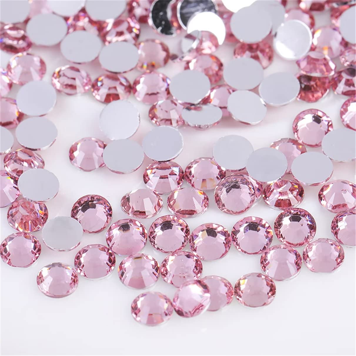 500 Pieces SS30 6mm Flatback Rhinestones Clear Glass Round Gems Crystals for Nail Art DIY Crafts Clothes Shoes Bags （Light Pink）-Velvo Beauty