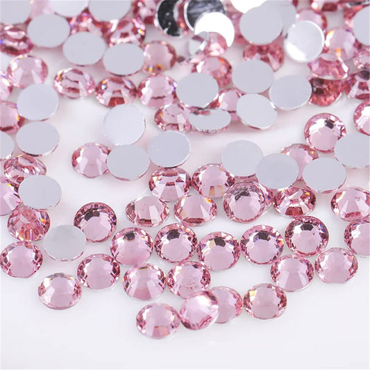 500 Pieces SS30 6mm Flatback Rhinestones Clear Glass Round Gems Crystals for Nail Art DIY Crafts Clothes Shoes Bags （Light Pink）-Velvo Beauty