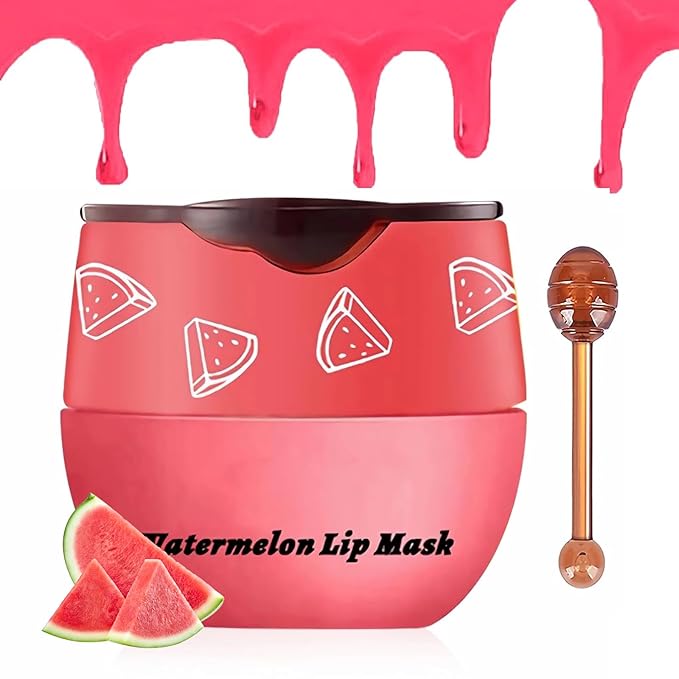 Bee Lip Balm Honey Pot,Honey Strawberry Apple Lip Mask,Lip Balm Moisturizing Lip Sleep Mask with Stick Hydrating & Prevention Dry and Cracked (Watermelon)-Velvo Beauty